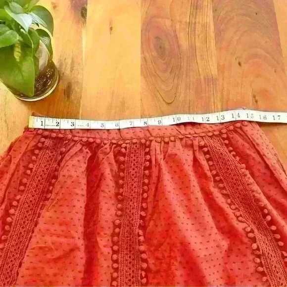 J Crew Boho Cottagecore Cherry Red Textured  Lace High Waisted Mini A Line Skirt - Picture 8 of 10